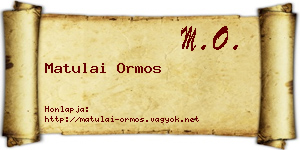 Matulai Ormos névjegykártya